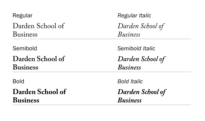 Regular, Italic, Semibold, Semibold Italic, Bold, Bold Italic