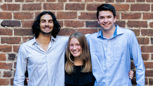 Transfoam co-founders (left to right): Alec Brewer, Simonne Guenette and Kobe Rogers.