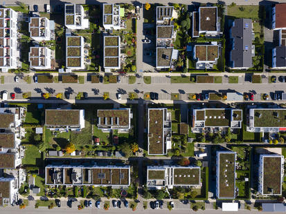 overhead view of housing